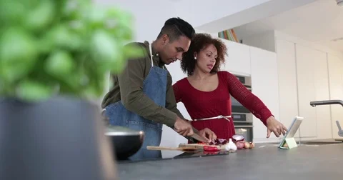 Adult male preparing using digital tablet Stock Footage 80797907