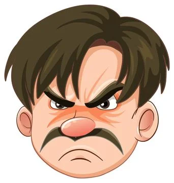 Adult Man with Grumpy Expression Stock Illustration