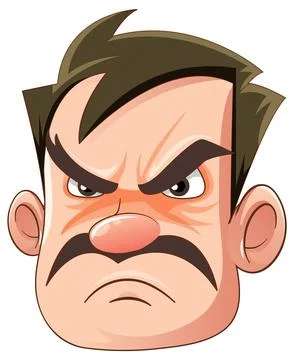 Adult Man with Grumpy Expression Illustrazione stock