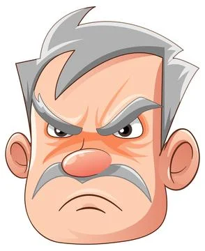 Adult Man with Grumpy Expression Stock Illustration