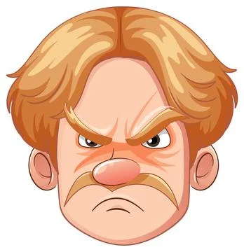 Adult Man with Grumpy Expression Stock Illustration