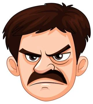 Adult Man with Grumpy Expression Stock Illustration