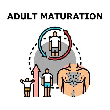 Adult maturation process development stages icon concept Stock Illustration