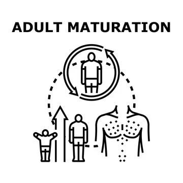 Adult maturation process development stages icon concept Stock Illustration