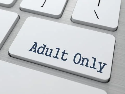 Adult Only Button on White Computer Keyboard. Illustrazione stock
