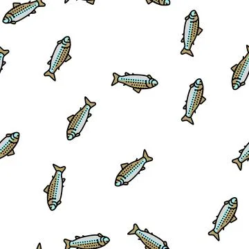 Adult salmon vector seamless pattern 库存插图