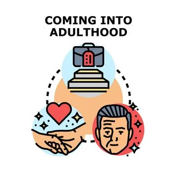 Adulthood concept developing mature lifestyle responsibilities Stock Illustration