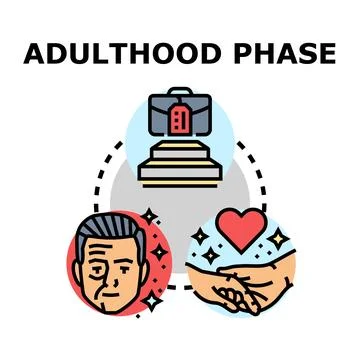 Adulthood phase with career, experience, and relationship values 库存插图