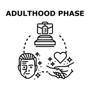 Adulthood phase with career, experience, and relationship values Stock Illustration