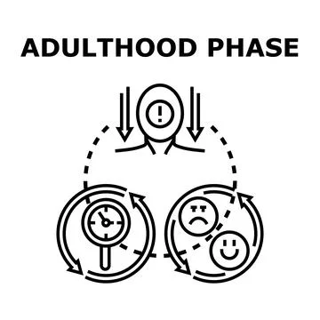 Adulthood phase concepts cycle with challenges and changing emotions 스톡 일러스트