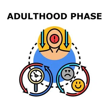 Adulthood phase concepts cycle with challenges and changing emotions Stock Illustration