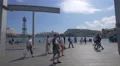 Adults and children relaxing on the seafront in Barcelona 4k or 4k+ Resolution