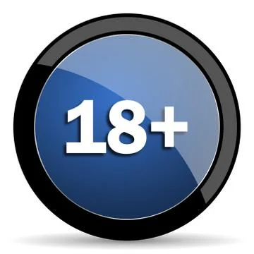 Adults blue circle glossy web icon on white background, round button for inte Stock Illustration
