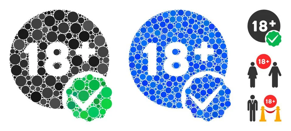 Adults Only Composition Icon of Round Dots 스톡 일러스트