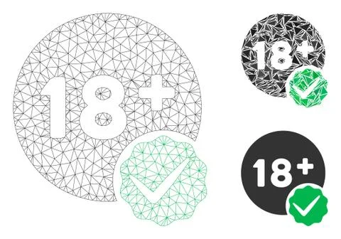 Adults Only Vector Mesh Carcass Model and Triangle Mosaic Icon Illustrazione stock