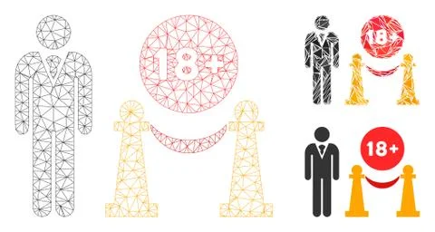 For Adults Only Vector Mesh Network Model and Triangle Mosaic Icon Illustrazione stock