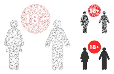 For Adults Vector Mesh 2D Model and Triangle Mosaic Icon Stock Illustration