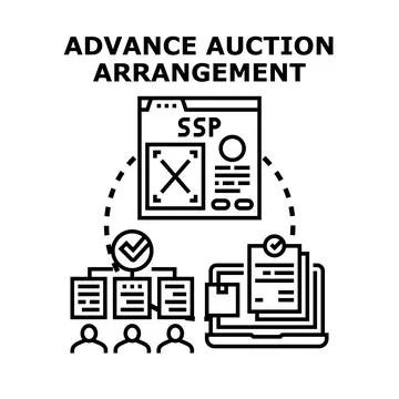 Advance auction arrangement process with online bidding Stock Illustration