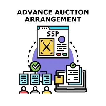 Advance auction arrangement process with online bidding Stock Illustration