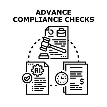 Advance compliance checks process protecting business activities Stock Illustration