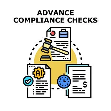 Advance compliance checks process protecting business activities Stock Illustration