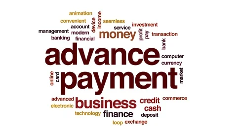 Advance payment animated word cloud. Kinetic typography. Stock Footage 111781312