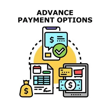Advance payment options concept for financial transactions Stock Illustration