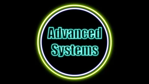 Advance Systems Text Animation with Neon Glow &amp; Glowing Circles. Stock Footage 282577112