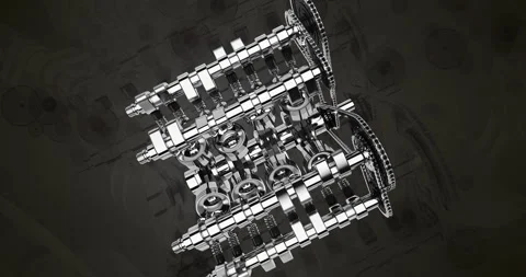 Advanced 3D Animation of V8 Engine Components Working Stock Footage 313934283