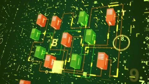 Advanced 3d illustration of big data transfer through numerous lines, orange  イラスト素材