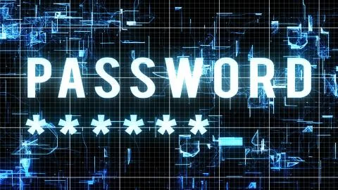 An advanced 3d illustration of a digital password with five corner asterisks  Stock Illustration