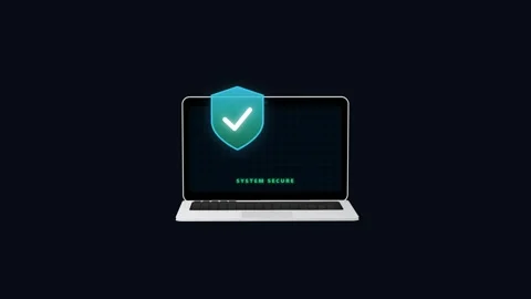 Advanced 3D Laptop Cybersecurity Shield Protection Stock Footage 347372058