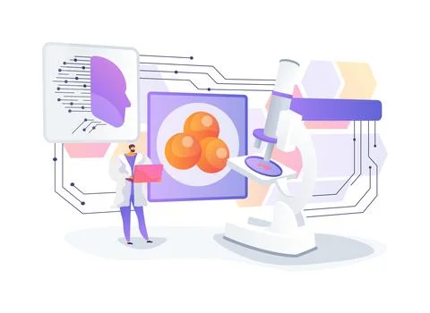 Advanced 3D Microscopy in Cellular Studies abstract concept vector illustration. Stock Illustration