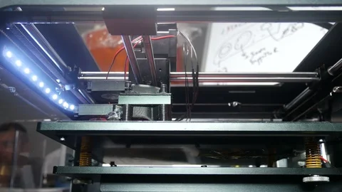 Advanced 3d printer prints with plastic Stock Footage 89144038
