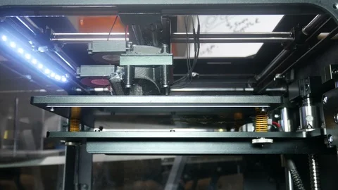 Advanced 3d printer works in production Stock Footage 89144172