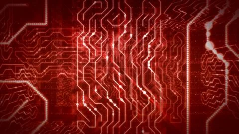 An advanced 3d rendering of a global circular processor with angular electric Stock Illustration