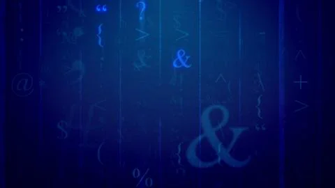 An advanced 3d rendering of soaring computer signs put in the purple cyberspa Stock Illustration