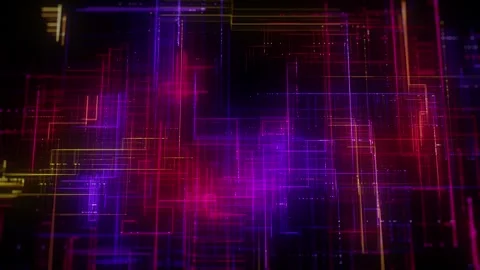 Advanced 3d Technology Digital Neon Grid Stock Footage 285399898
