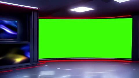 Advanced 3D Virtual News Studio for Interactive Reporting Stock Footage 233883137