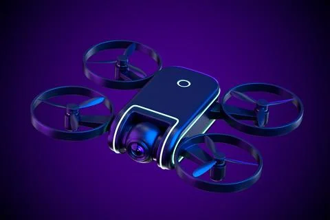 Advanced Aerial Technology Concept. Stylish Quadcopter Drone With Camera. 3.. Stock Illustration