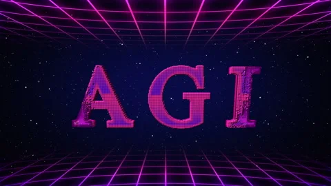 Advanced AI AGI Title - Vintage 80s Graphic with Neon Accents. Stock Footage 310649837