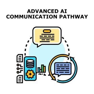 Advanced ai communication pathway with data processing Stock Illustration