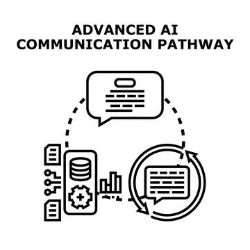 Advanced ai communication pathway with data processing Stock Illustration