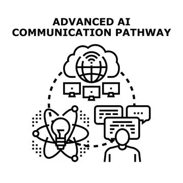 Advanced ai communication pathway developing global network intelligence Stock Illustration