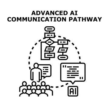 Advanced ai communication pathway diagram illustrating human interaction Stock Illustration