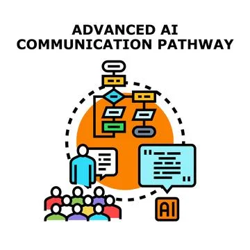 Advanced ai communication pathway diagram illustrating human interaction Stock Illustration