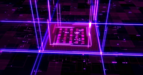 Advanced AI Computer Chip Processors Transmitting Data. Stock Footage 236422036