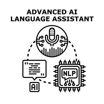 Advanced ai language assistant processing natural language concepts Illustrazione stock