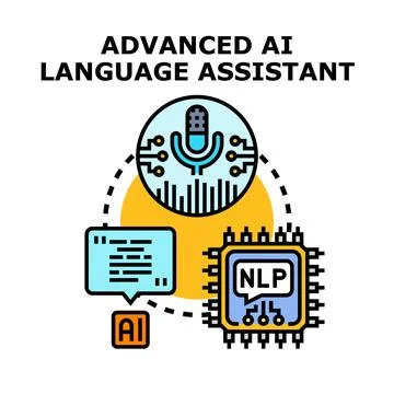 Advanced ai language assistant processing natural language concepts Stock Illustration