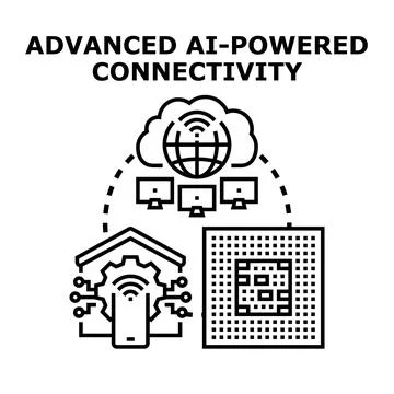 Advanced ai powered connectivity network processing concept Illustrazione stock